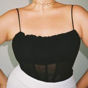 Black Mesh Corset Bodysuit US 14